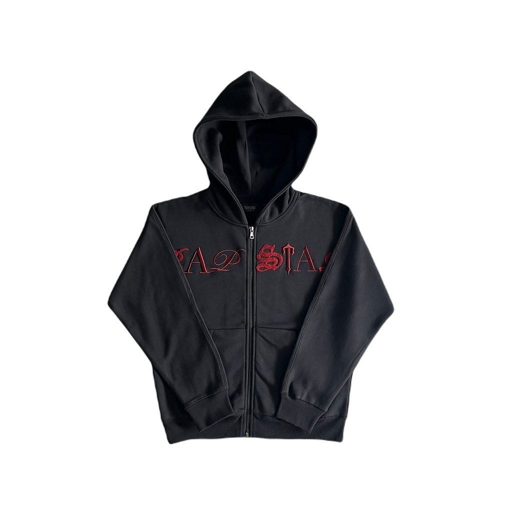 SCRIP ZIP-THOUGH HOODIE TRACKSUIT-BLACK /ZINFANDEL